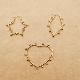 Hoop Earrings Titanium 316L Stainless Steel Vacuum Plating No Fade Anti-allergy Stars Gold Colour A Set