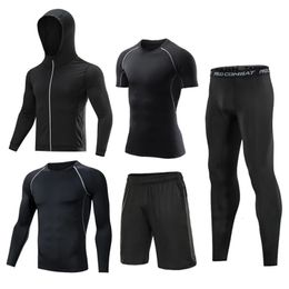 Men's Tracksuits 5 Pcs/Set Men's Tracksuit S-7XL Gym Fitness Compression Sports Suit Clothes Running Jogging Sport Wear Exercise Workout Tights 231011