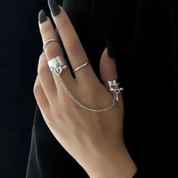 Solitaire Ring Korean Fashion Jewellery Gothic Love Key Lock Chain Simple Plain Rings For Women Engagement Anillos Wholesale 231011
