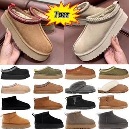 Austrália Mulheres Bota Tasman Plataforma Botas Designer Tazz Neve Inverno Pele De Carneiro Chinelos Mulheres Chinelo De Pele Senhoras Clássico Ultra Mini Camurça Lã Tornozelo Botas