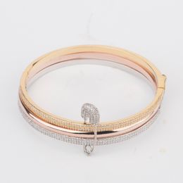 rose Unisex nail bracelet plated 18K gold Jewellery bracelets for women girl ladies set luxury jewlery designer birthday Wedding Party engaged daily bride