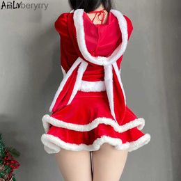 Theme Costume AniLV Cute Bunny Santa Claus Uniform Cosplay Christmas Look Women Magic Outfits Top Skirt Gloves ComesL231010