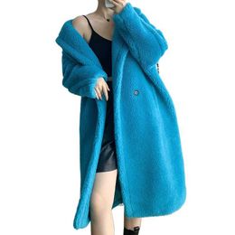 Elegant Long Woollen Coat down coats wholesale woman Winter Cashmere Wool Teddy Coat Women s plus size parka jacket Fur Collar 111BJP