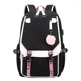 Storage Bags Cute Girls Backpack College Outdoor Daypack With USB Charge Port 27L Large Capacity Women's Leisure Teenager