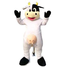 2024 Hot Sale Black white cow Mascot Costumes Cartoon Character Outfit Suit Carnival Adults Size Halloween Christmas Party Carnival Dress suits