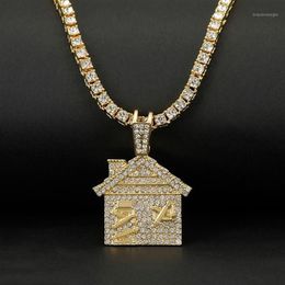 Hip Hop Bando Trap House Necklace Men Bling Bling Savage Pendant Necklace With Tennis Chain Female Out Link Chain Jewelry1225B