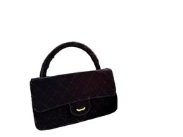 2023 high-quality designer small fragrant wind bag women's bag bevel handbag high-end handbag fashion shopping bag black gold velvet bag handbag handbag