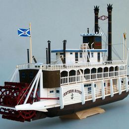 Decorative Objects Figurines 1 400 Scale USA Mississippi steam paddle boat 3D Paper model kit High Quality 231011