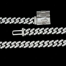 Qianjian 6Mm Cuban Chain Men's Hip Hop Moissanite Diamond Sterling Sier Custom Necklace Man Omni-Match Style Jewellery