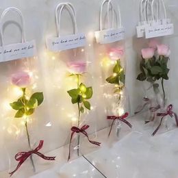 Christmas Decorations 10Pcs Gifts Bag With Handle DIY Craft Transparent Charming Clear Rose Tote Lightweight For Valentine's Day Candy Bags