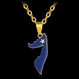 Pendant Necklaces Classic Africa Gold Color Somalia Map& Flag Necklace For Women men Jewelry Bijoux Femme234Q