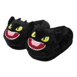 Slippers HKSNG Winter Warm Black Elves Cartoon Slippers Unisex Lovers Slippers Pattern Plush Shoes Women Men Home House Slippers Gifts x1011