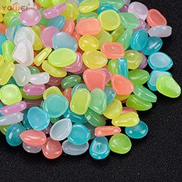 Garden Decorations 100pcs Decor Luminous Stones Glow In The Dark Decorative Pebbles Outdoor Fish Tank Decoration Aquarium Accessories 231011