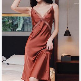 Women's Sleepwear 2023 Nightgown Sexy Nightdress For Women Chemise Home Dress Lace Up Lingerie Elegant Nightwear Loungewear