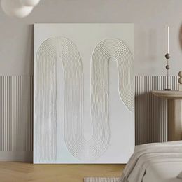 Paintings Pure White Textured Abstract Oil Painting Modern Simple And Elegant Wall Picture For Restaurant Framless Home Decoration Piece 231010