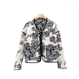 Women's Jackets Sweaters For Women Vintage Print Long Sleeve Coat Lace Up Design Top Woman Winter Clothes