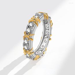 Cluster Rings Shiny Cubic Zirconic Round For Women Men Sliver Color Stainless Steel Ring Wedding Trendy Jewelry Couple Party Gifts