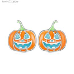 Other Fashion Accessories Nightlight Pumpkin Earrings S925 Sterling Silver Halloween Dress Up Earrings Original Light Luxury Women's Jewelry Q231011