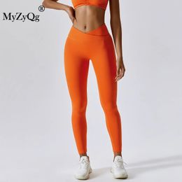 Women's Leggings MyZyQg Cross High Waist Women Yoga Pants Female Sports Leggings Belly Running Fitness Gym Peach Tight Flex Deportivos Legins 231010