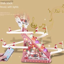 Christmas Decorations New Santa Climbing Stairs Early Education Track Little Light Music Pig Toys Christmas Halloween Gift