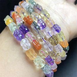 Bangle Natural Mixed Crystal Pixiu Bracelet Handmade Quartz Jewellery Stretch Children Birthday Gift 1pcs