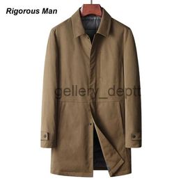 Men's Down Parkas High Quality 90% White Duck Down Trench Coat Men Autumn Winter Solid Colour Business Luxury Long Coat Men's Warm Windbreaker J231010