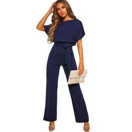 office lady jumpsuit elegant women rompers solid overalls sashes playsuits spring summer fashion jumpsuits combinaison femme249a