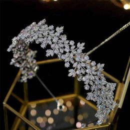 High Quality Crystal Bride Headband Hair Band 100% Zirconia Female Jewellery Wedding Accessories Tiara Crown 210707258W