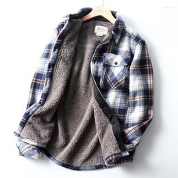Men's Casual Shirts Plush And Thickened Warm Lamb Wool Shirt Jacket
