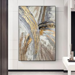 Paintings Arthyx 100% Handpainted Abstract Gold Oil Paintings On Canvas Modern Art Pictures Wall Painting For Living Room Home Decoration 231010