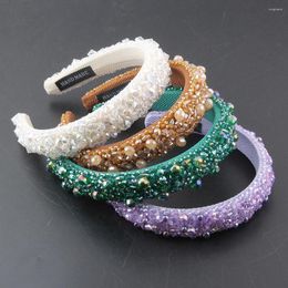 Hair Clips Bohemia Shiny Wide Side Hairband Luxury Rhinestone Bib Beads Headband Party Wedding Female Accessories 1011