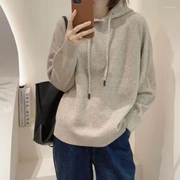 Women's Hoodies 2023 Fashion Early Spring Top Lazy European Style Cashmere Sweater White Hooded And Autumn
