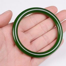 Natural Xinjiang an Jade Bangle Thin Women's Laokeng Spinach Green Girl Round308q