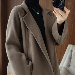 Casual Dresses Double-sided Cashmere Coat Women's Mid Length Knee Loose Large Woolen 2023 Autumn/Winter