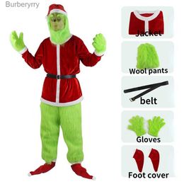 Theme Costume New Christmas Halloween Explosion Green Fur Monster Cosplay Santa Suit Party funny ComeL231010