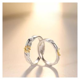 Cluster Rings Selling Silver Color Fashion Men And Women Eternal Sun Moon Couple Opening Ring Gift J1360