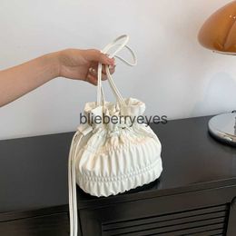 Bags Cross Body 2023 New design gentle soft pleated drawstring fashionable and underarm bag bucket bag femaleblieberryeyes