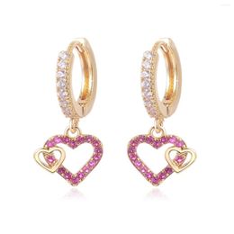 Dangle Earrings Trendy Luxury Sparkling Cubic Zirconia Girl Baby Heart 2023 Korean Simple Geometry Female Jewellery