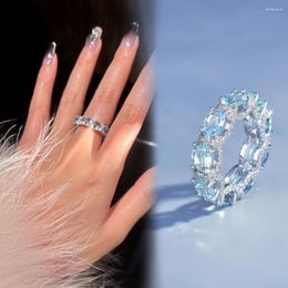 Cluster Rings Lady Prom Ring Luxurious Exquisite Rhinestone-adorned Women's Wedding Elegant Lightweight Stainless Alloy For Proms