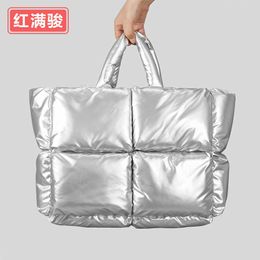 Designer Tote Bags Hangdbag Soft Down Cotton Jacket Single Shoulder Diagonal Cross Bag Women's Square Checked Space Cotton Suit Handbag Simple Car Stitching Bag GQU7