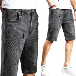 Men's Jeans Summer Denim Shorts Male Men Trendy Jogger Ankle Harem Stretch Pants Ripped Wave Trousers