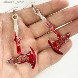 Other Fashion Accessories 3pairs Halloween Horror Bloodstain Scissors Axe Sharp Knife Dangle Earrings For Women Fashion Exaggerated Jewellery Party Gifts Q231011