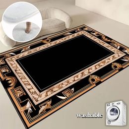Carpet Black Gold Carpets for Living Room Luxury Decoration Large Area Room Rugs 160x230cm Washable Floor Mats for Sofa Coffee Tables 231010