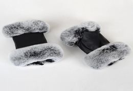 2022 Outdoor autumn and winter women039s sheepskin gloves Rex rabbit fur mouth halfcut computer typing foreign trade leather c1073863