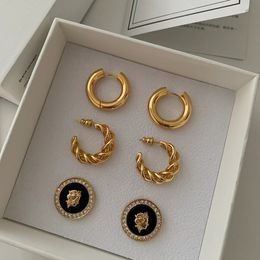 Chunky twist gold plated hoop huggie earring sets for women Jewellery