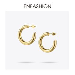 Enfashion Small Hoop Earrings Solid Gold Color Eternity Earings Stainless Steel Circle Earrings For Women Jewelry Ec171023 T190625338L