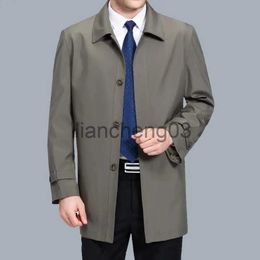 Men's Trench Coats Men's Jackets 2023 Spring Single Breasted Medium-Long Trench Coat Male Solid Colour Khaki Coat Windbreaker 3XL Y867 J231012