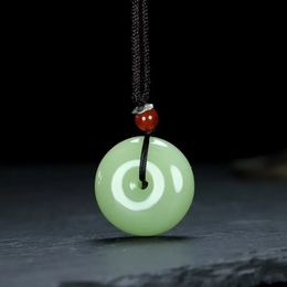 Pendant Necklaces 5 Pcs/Lot Natural Green Jade Pendant Chinese Necklace Fashion Jewellery Safety Buckle Pendant Party Jewellery Gift Retro Necklace 231012