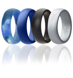 4pcs 8mm wide 4 colors set silicone rings sports ring wedding ring jewelry Silicone Rubber Wedding Bands7579345