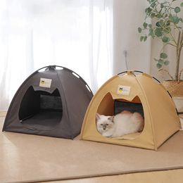 Cat Beds Furniture Portable Cat Tent House Removable Washable Cat Bed Pet Cat Dog Deep Sleeping Warm Teepee Cozy Indoor Pet Tent With Pet Mat 231011